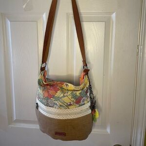 Sakroots Artist Circle Soft Bucket bag- Sunlight Lilac Flower floral print .